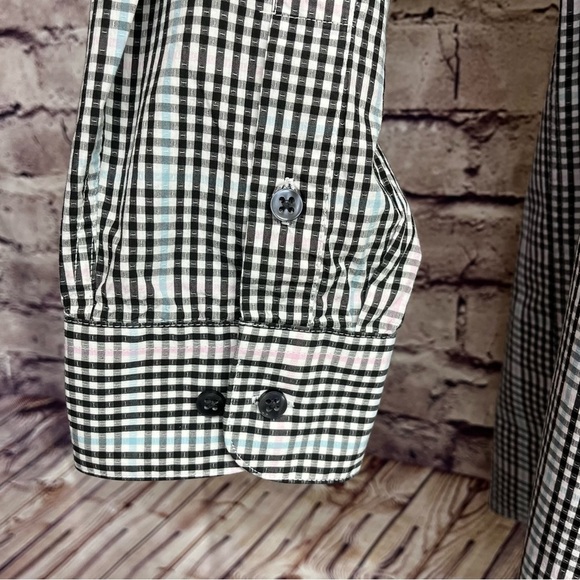 Bar III Black Check Button Front Long Sleeve Shirt - Picture 4 of 10
